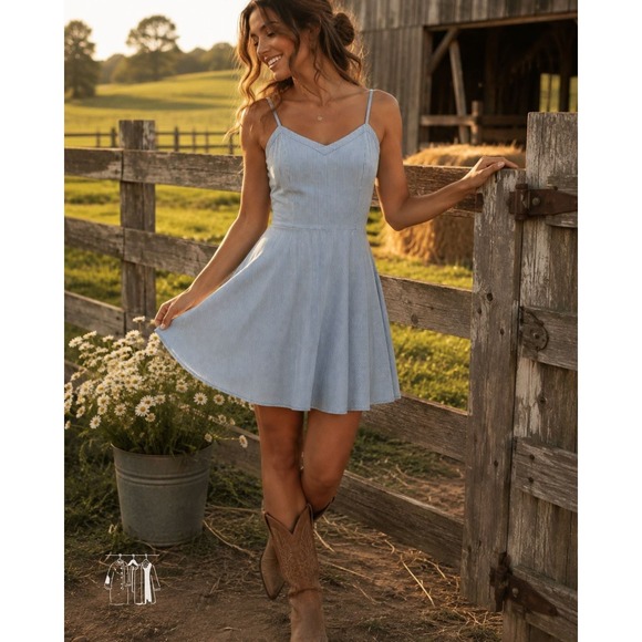 Old Navy Dresses & Skirts - Striped Cami Sundress Light Blue White Smocked Back A Line Mini Summer Dress S